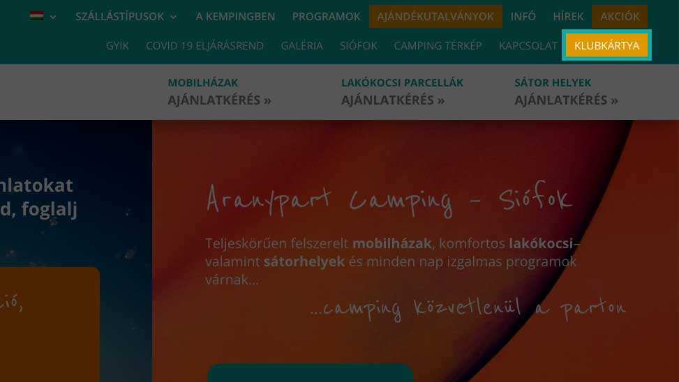 Ermäßigungskarte - Aranypart Camping